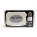 Tsukineko StazOn Opaque Uninked Pad & Inker Kit - Baby Blue